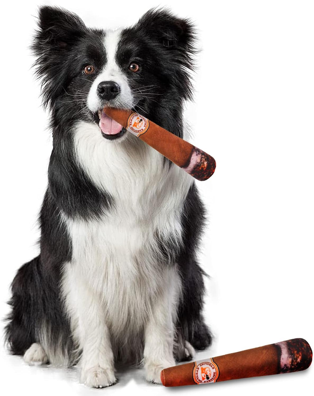 Funny Cigar Dog Toys, 2 PCS Interactive Toy with Squeaker, Cute Plush Squeaky Dog Toys, Dog Birthday Gifts for Puppy Medium Small and Large, Happy Hour Chewing Dog Toy, Durable and Safe Dog Chew Toy