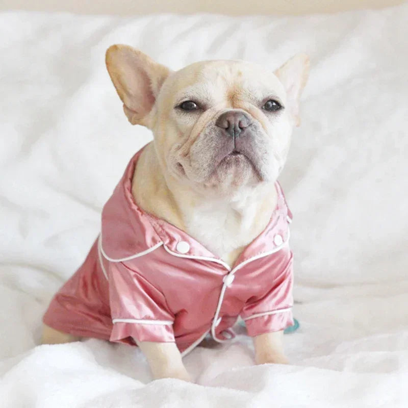 Dog Soft Silk French Bulldog Pajamas Pet Dog Shirts For Small Dogs Shirt Cat Pajamas Clothing