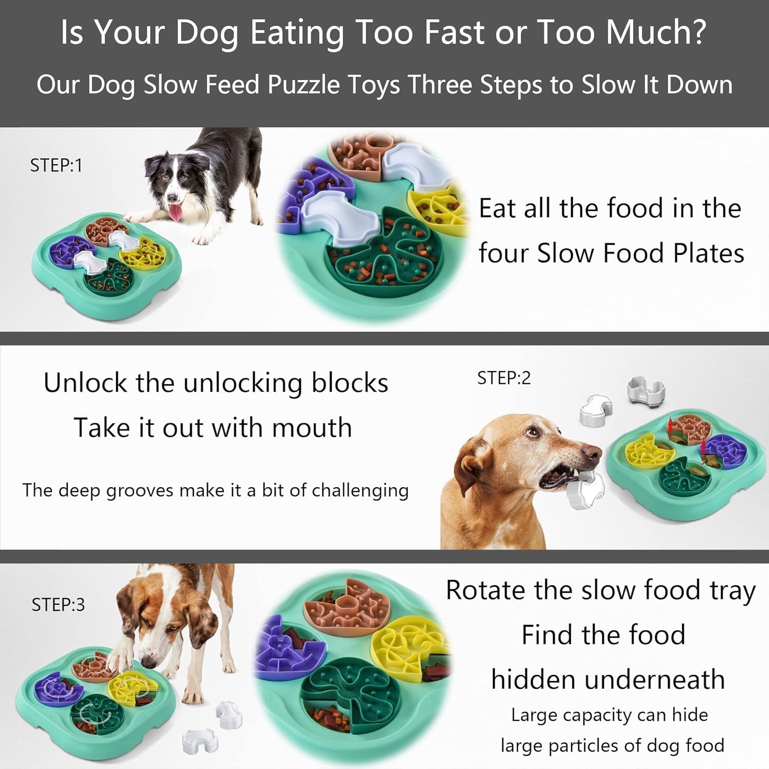 Dog Puzzle Toys, Large Size Interactive Dog Toys for Large Smart Dogs as Dogs Food Puzzle Feeder Toys for IQ Training&Mental Enrichment,Funny&Difficulty Treat Puzzle for Medium Dogs to Keep Them Busy