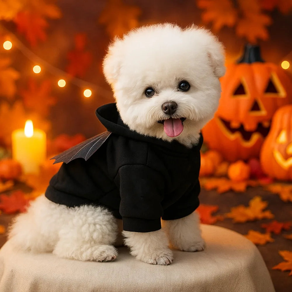 Creative Casual Halloween Pet Clothes Fashion Soft Pet Cosplay Clothes Warm with Wings Dog Sweater Festival Party