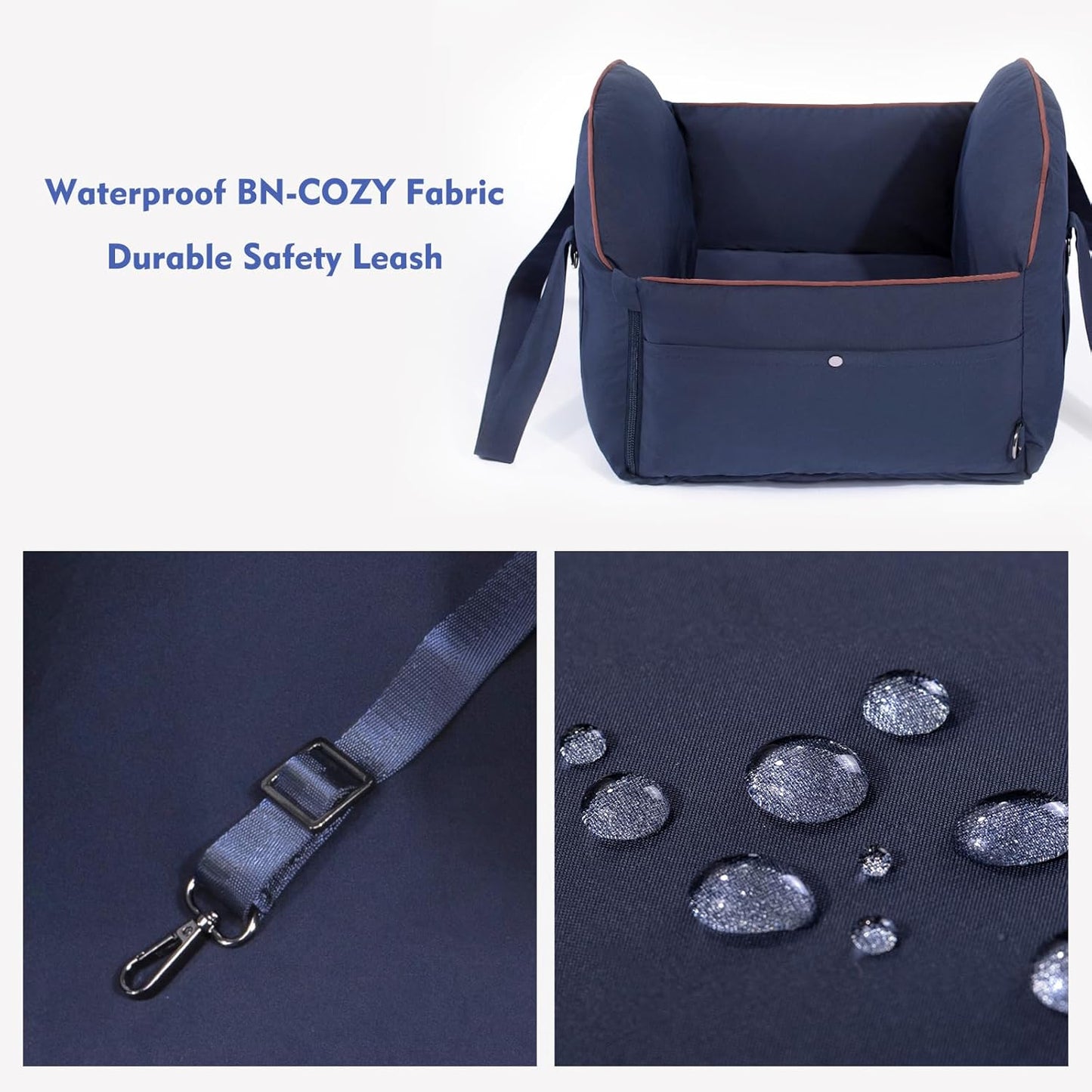 Luxurious Dog Car Seat for Small Dogs up to 20Lbs – 2-In-1 Puppy Cat Cozy Booster Carseat with Storage Pockets, Waterproof Outdoor Travel Pet Carrier Bed