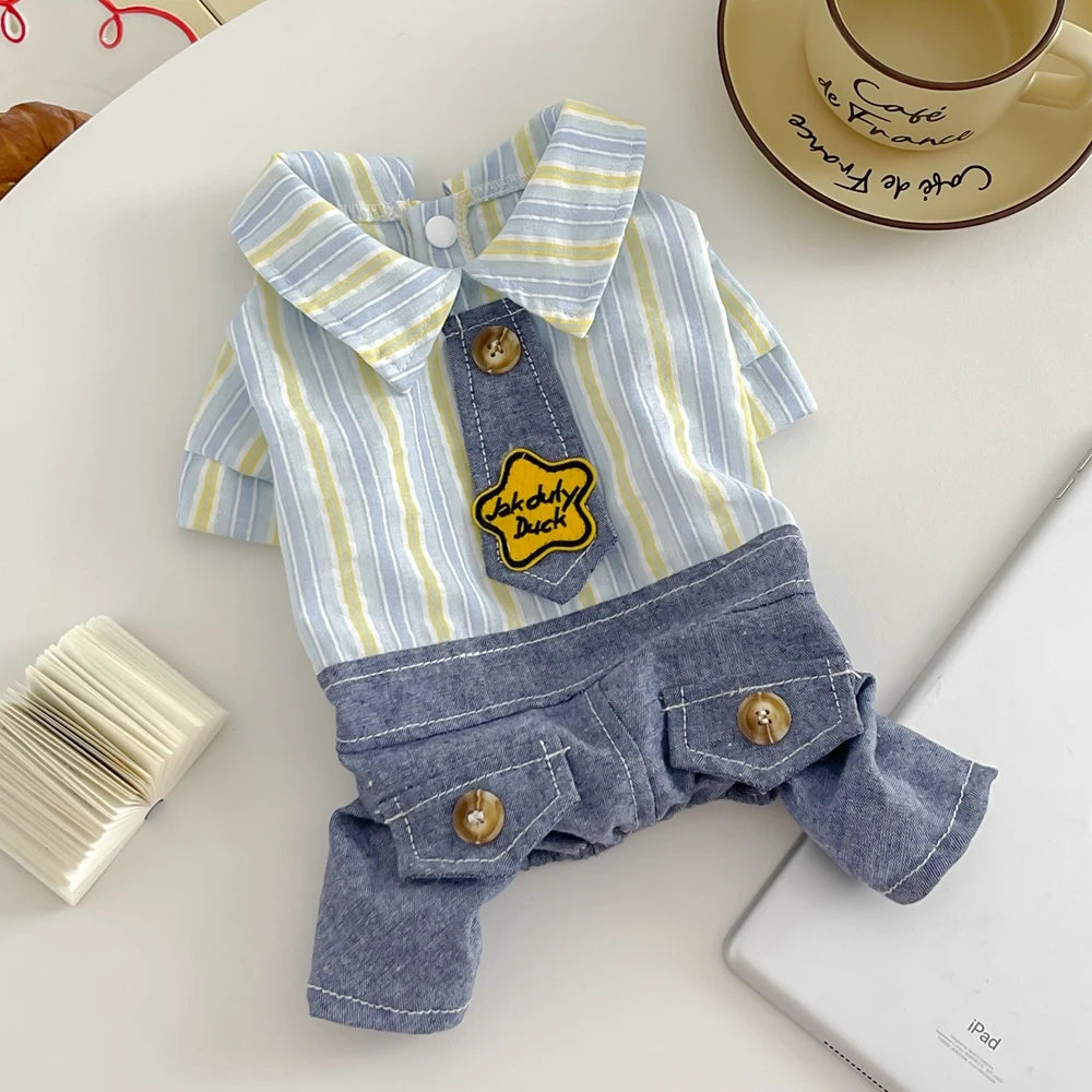 Summer Striped French Bulldog Overall Fashion Dog Jumpsuit Pants With Pocket For Small Medium Puppy Animal S XXXL Pugs Costume