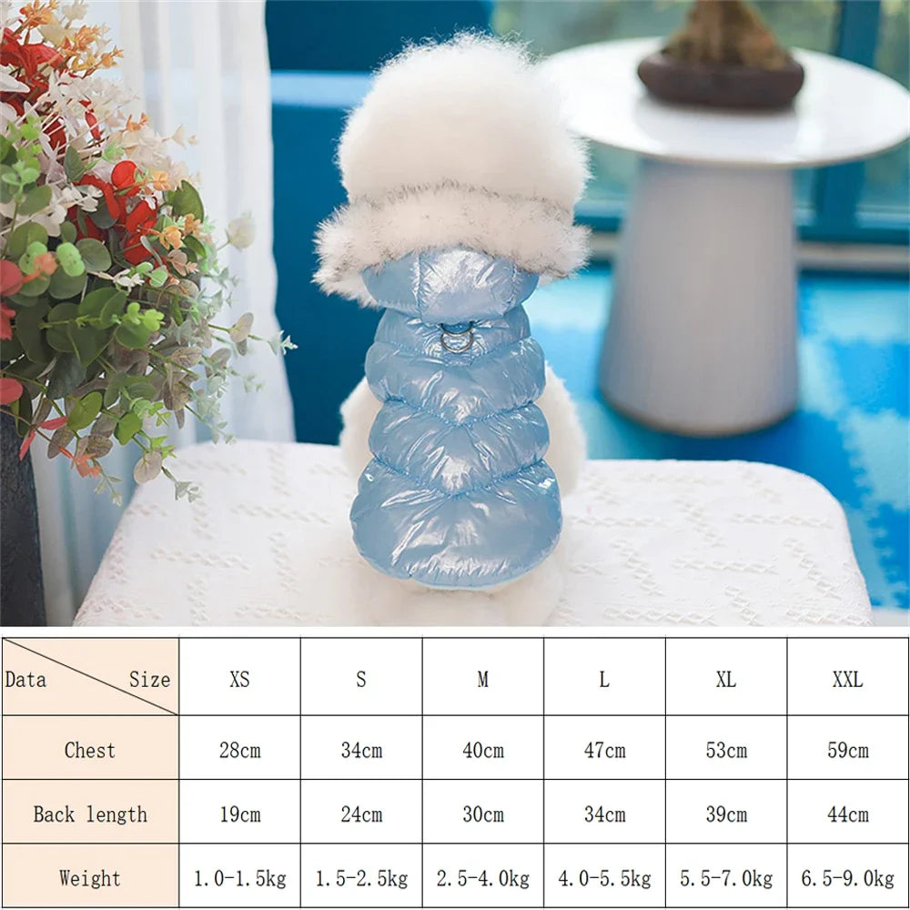 Luxury Dog Down Jacket with Fur Collar Warm Fleece Pet Clothes for Small Dogs Chihuahua Pomeranian Winter Puppy Clothing Jacket