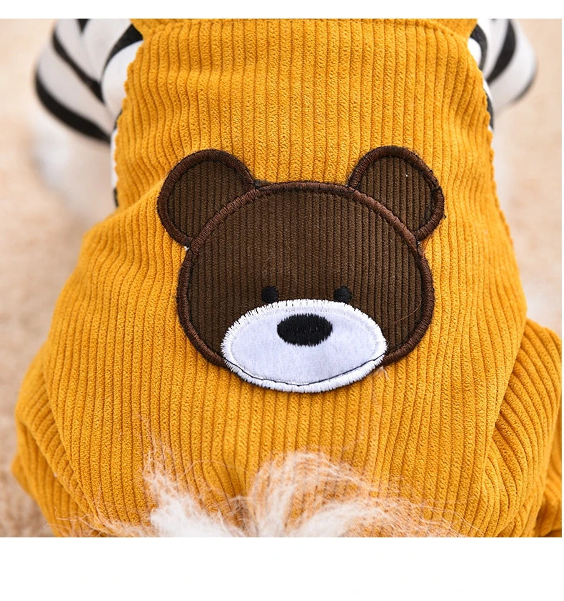 Dog Jumpsuit Coat Onesie Dog Clothes Four-Legs Jacket Clothing Corduroy Pants Overalls Onesie For Small Dogs Chiwawa Yorkie