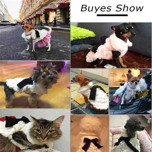Pet Clothes Elegant Luxury Fur Winter Overcoat Small Dog Cat Clothes Bowknot Chihuahua Puppy Pet Dog Accessories