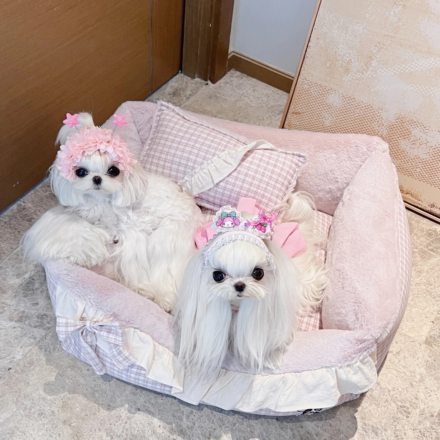 Pet Luxury Deluxe Kit Set House Nest Cradle Bed Stairs Ladder for Small Medium Dogs Cats, Cozy Cushion Puppy Kitten Accessories