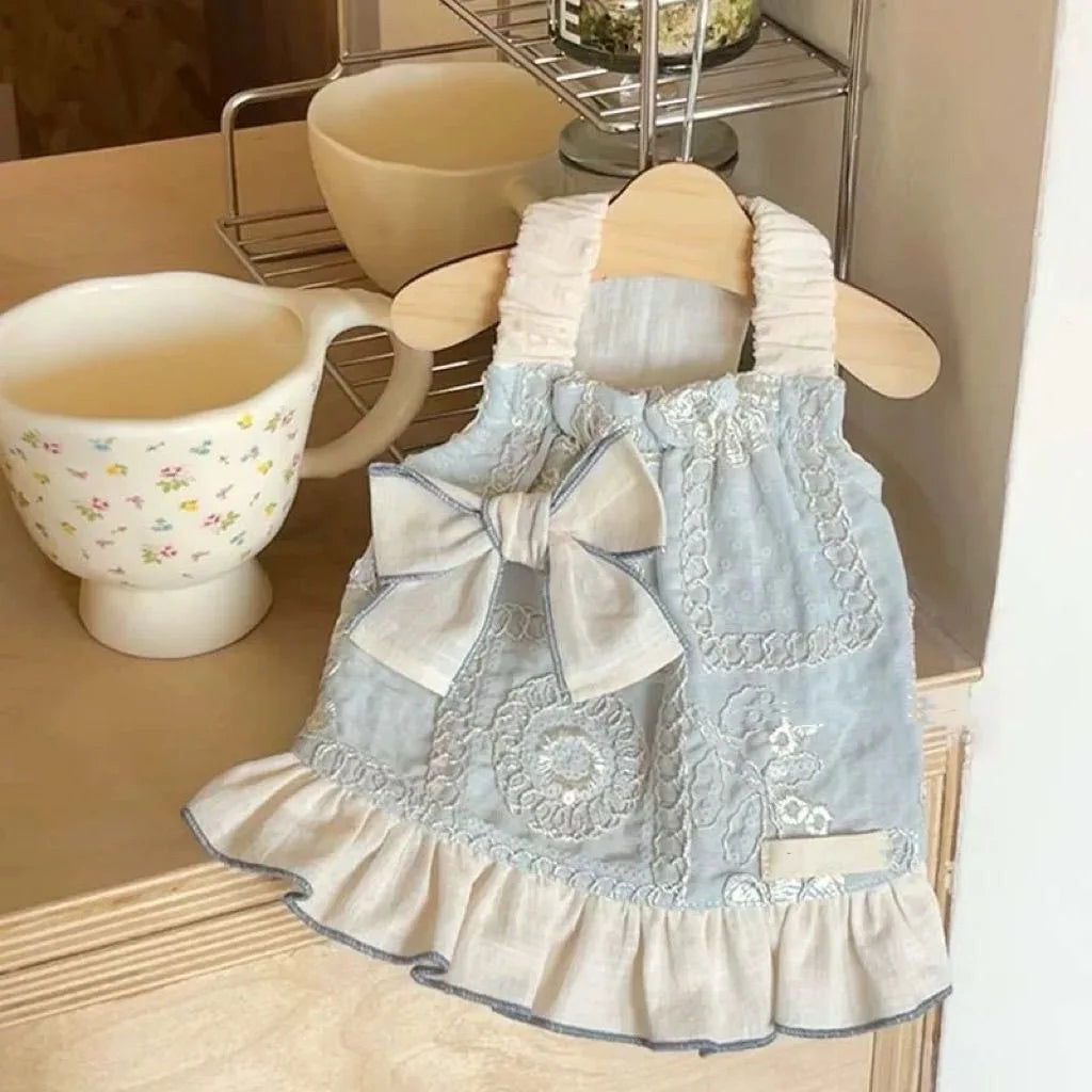 Luxury Pet Dress for Small Puppy Summer Puppy Clothes Bow Lace Dog Skirt Princess Dog T Shirt Girls Dog Costume Chihuahua Vest