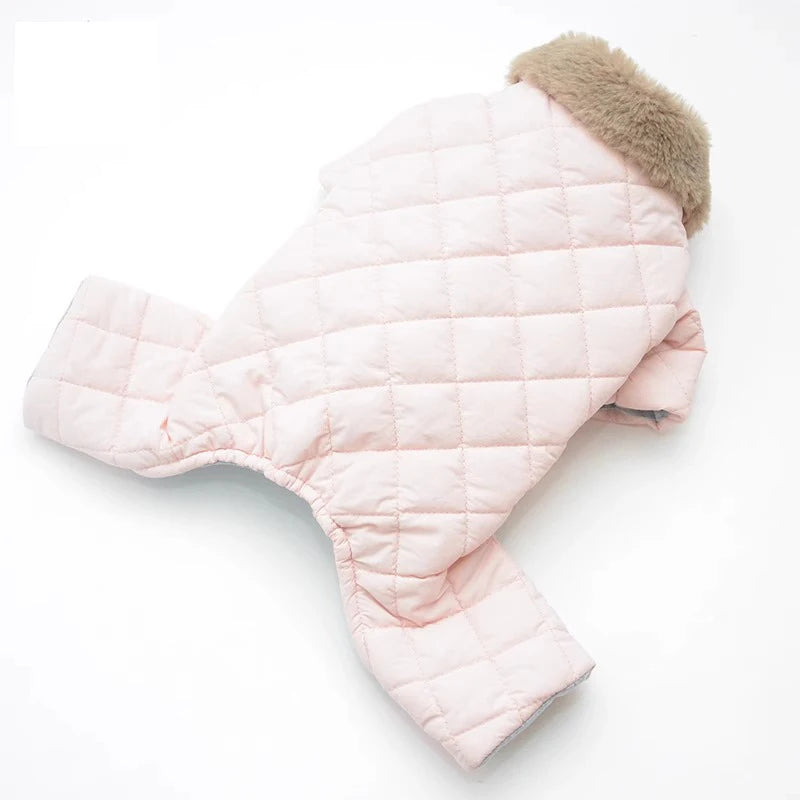 Dog Jumpsuit Four Leg Warm Winter Dog Clothes Fur Collar Pet Outfit Puppy Costumes Small Dog Clothing Coat Jacket Overalls Pants