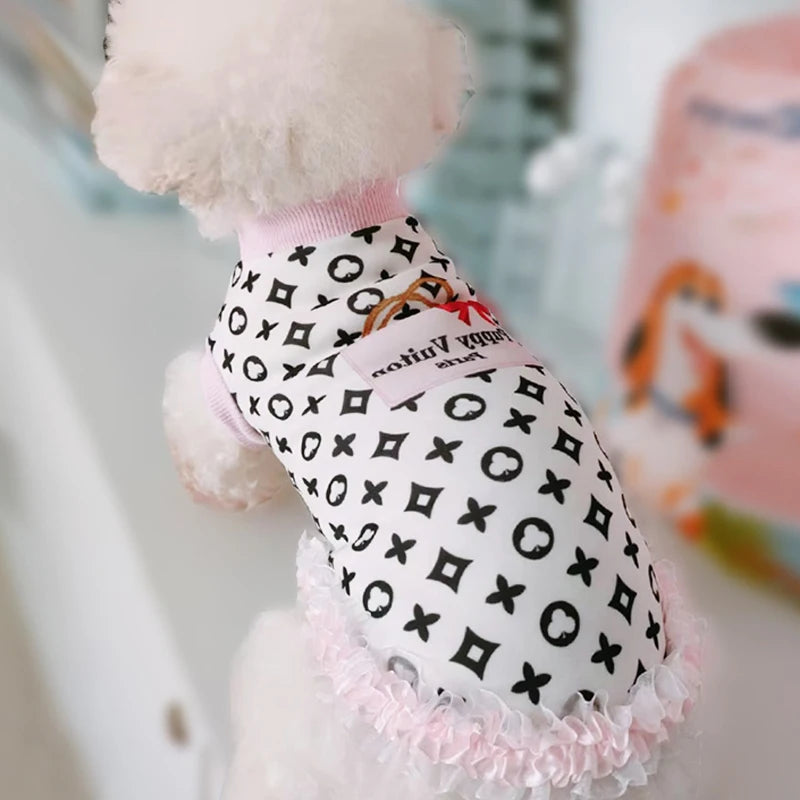 Spring Summer Luxury Dogs Clothes Lace Dresses Cute Sweet Princess Dresses Chihuahua Collar Dogs Puppy And Medium Dog Clothing