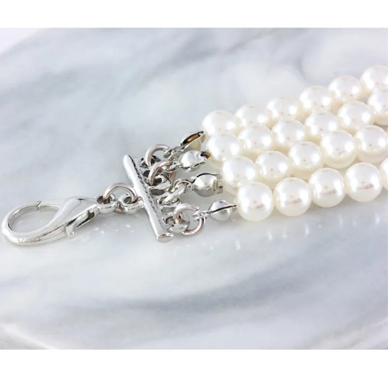 Luxury Dog Collar Flower Necklace Four-Rows Pearl Diamond Dog Accessories Rhinestone Chain Collars For Dog Neck Decor 20/25/30cm