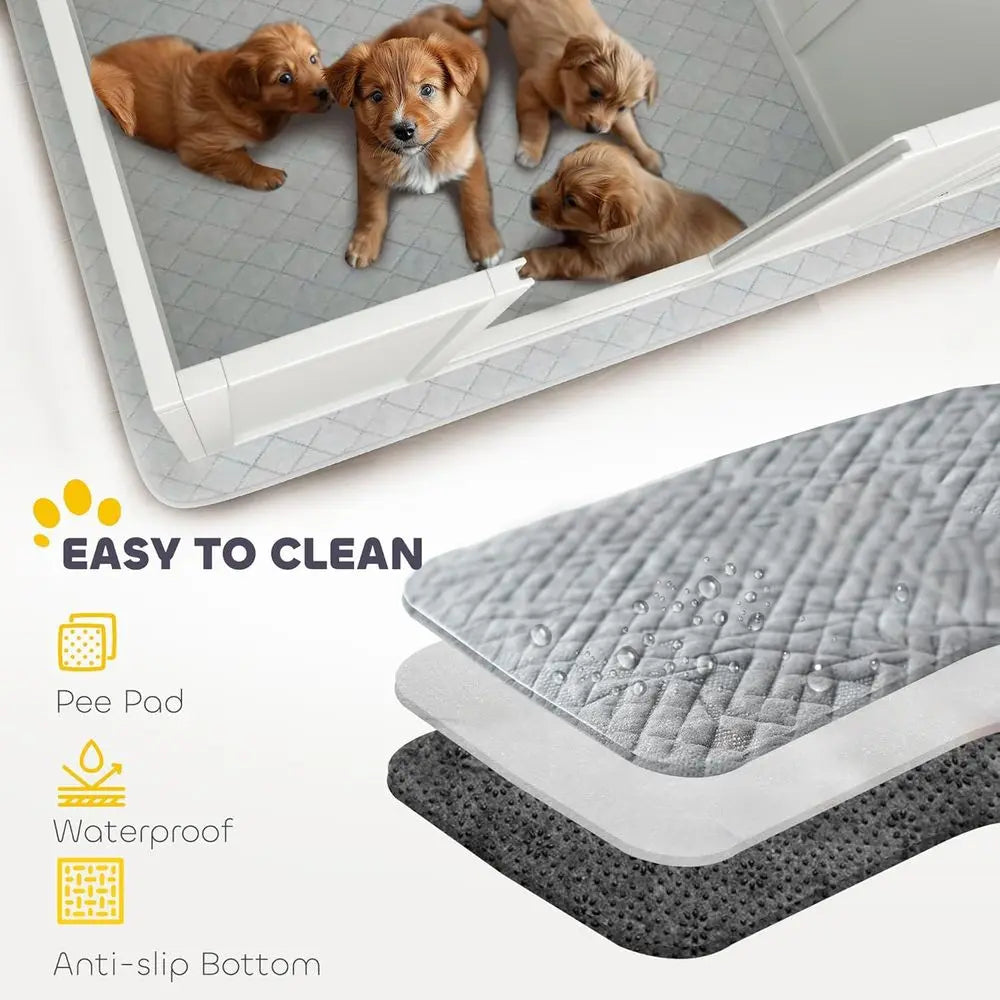 Whelping Box for Dogs, Newborn Puppy Supplies with Retractable Light Stand, Waterproof Pee Pad, Adjustable Height Door, Dog Whel