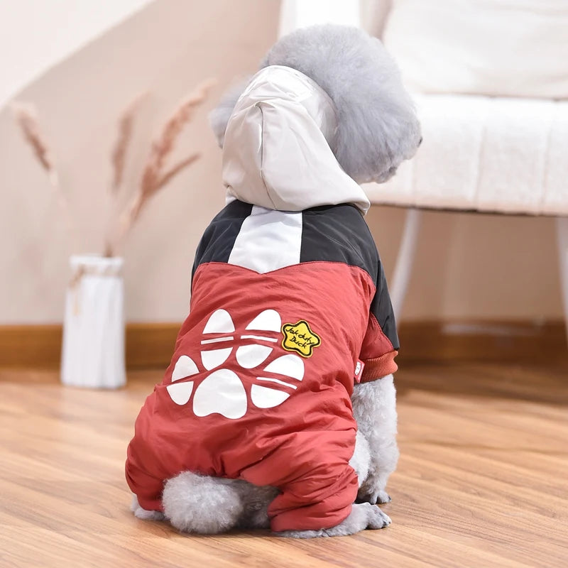 Sports Pet Down Jacket Windproof Overalls Pants Blue Red Rompers For Small Breeds Dogs Winter Warm Clothing Yorkshire Poodle