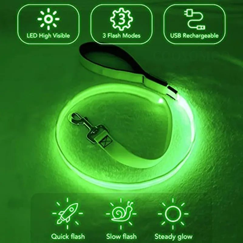 Led Glowing Leash Luminous Dog Collar With Pendant Set Luxury Light For Kinds Dogs Cat Night Safety Flashing Collar Accessories