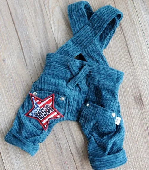 Japan and Korea pet autumn summer wear dog clothes cotton overalls pants Teddy Schnauzer clothes directly from the manufacturer