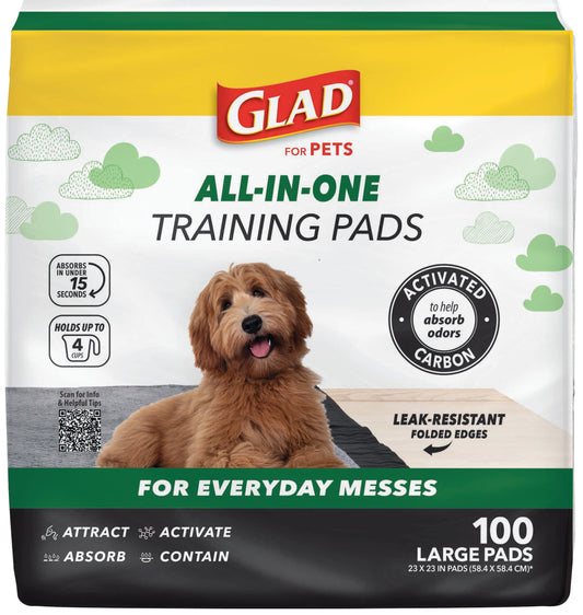 (4 Pack)  Activated Charcoal Leak-Resistant Training Pads for Dogs, 23In X 23In, 100 Count