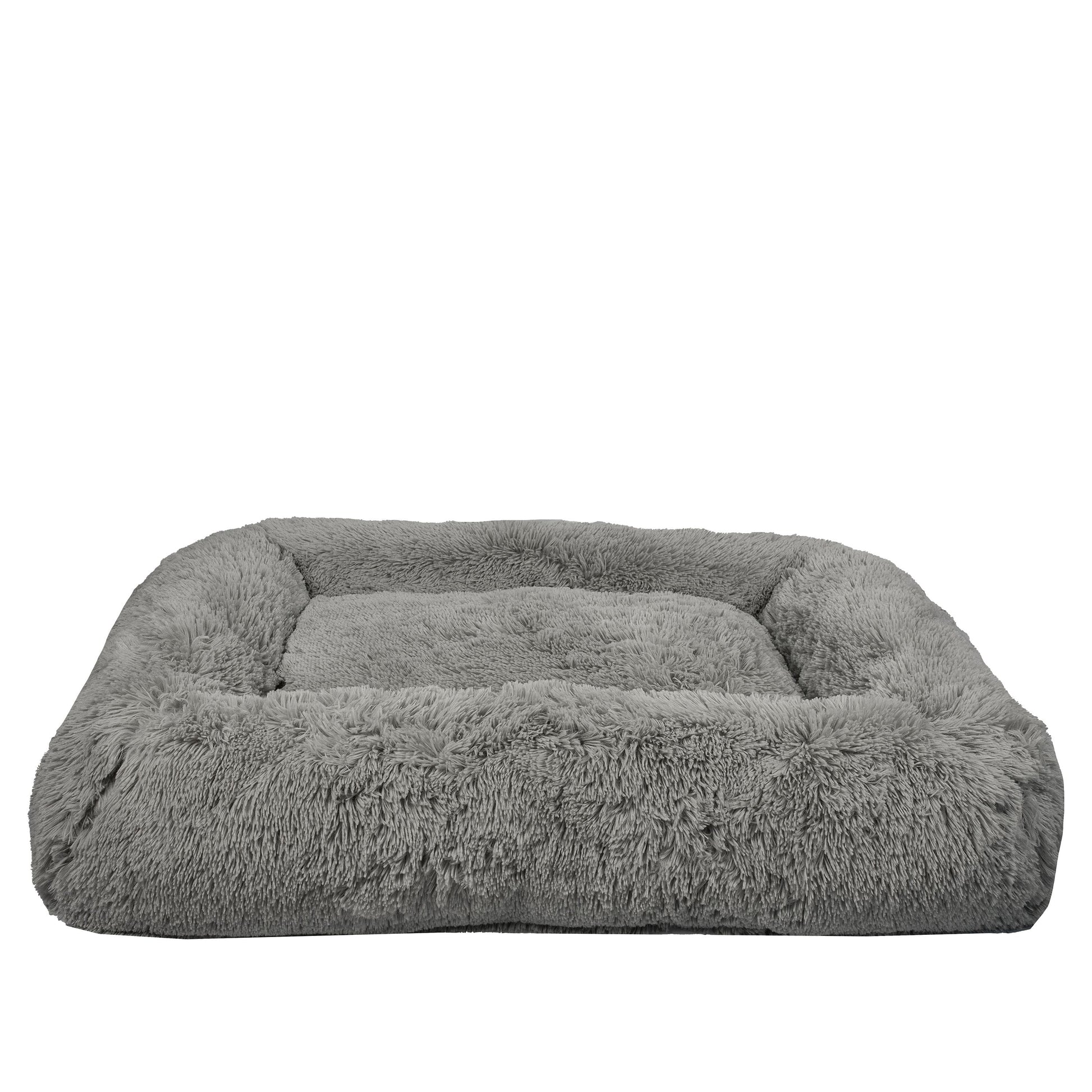 (4 Pack)  Large Furry Bolster Dog Bed, Taupe, 36" X 27"