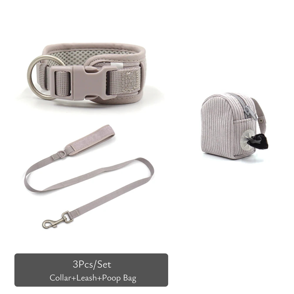 Personalized Dog Harness Luxury Designer Harness and Lead Set with Collar Engraved Name Poop Bag Holder Walking Bag Pet Gift Set