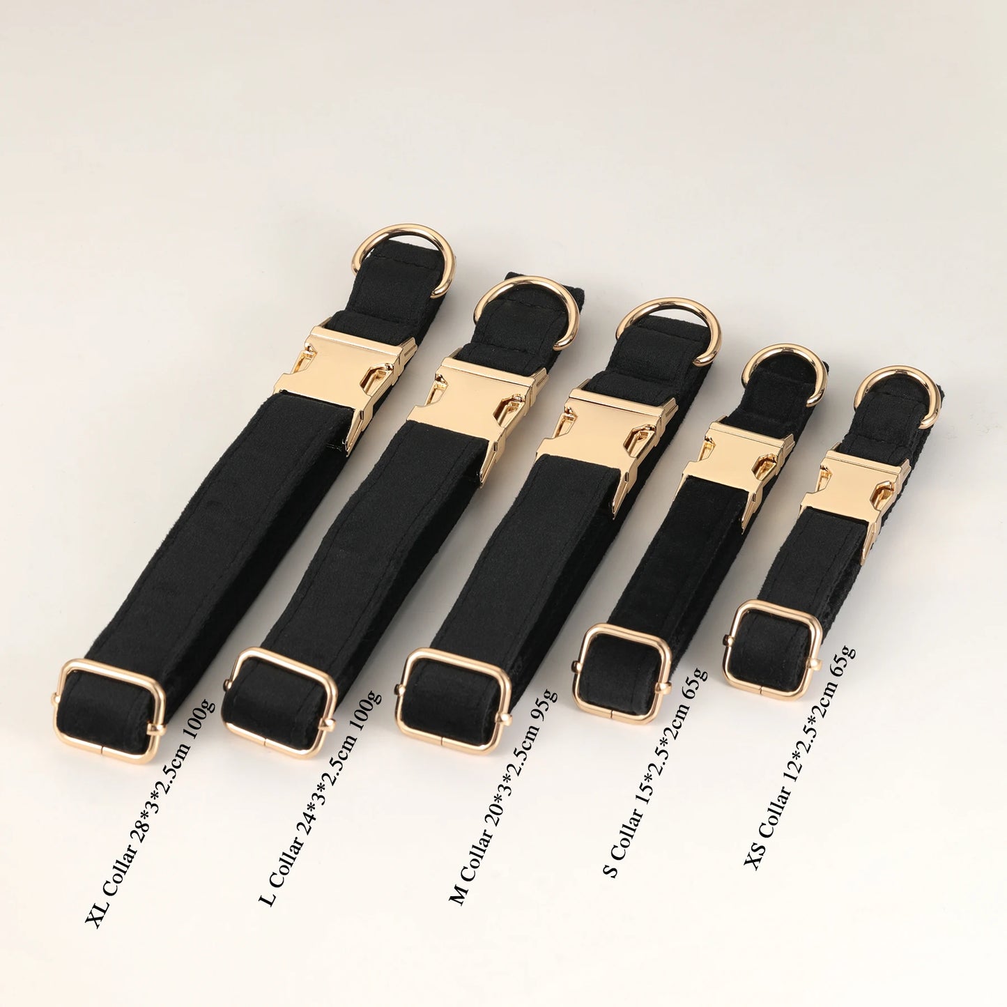 Customcarved Black Thick Velvet Dog Collars Goldplated Metal Luxury Puppy Collars Available in A Variety of Colors