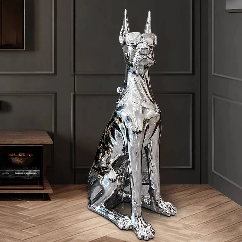 Electroplated dog ornament light luxury high-end large floor sculpture modern, decorative living room home accessories