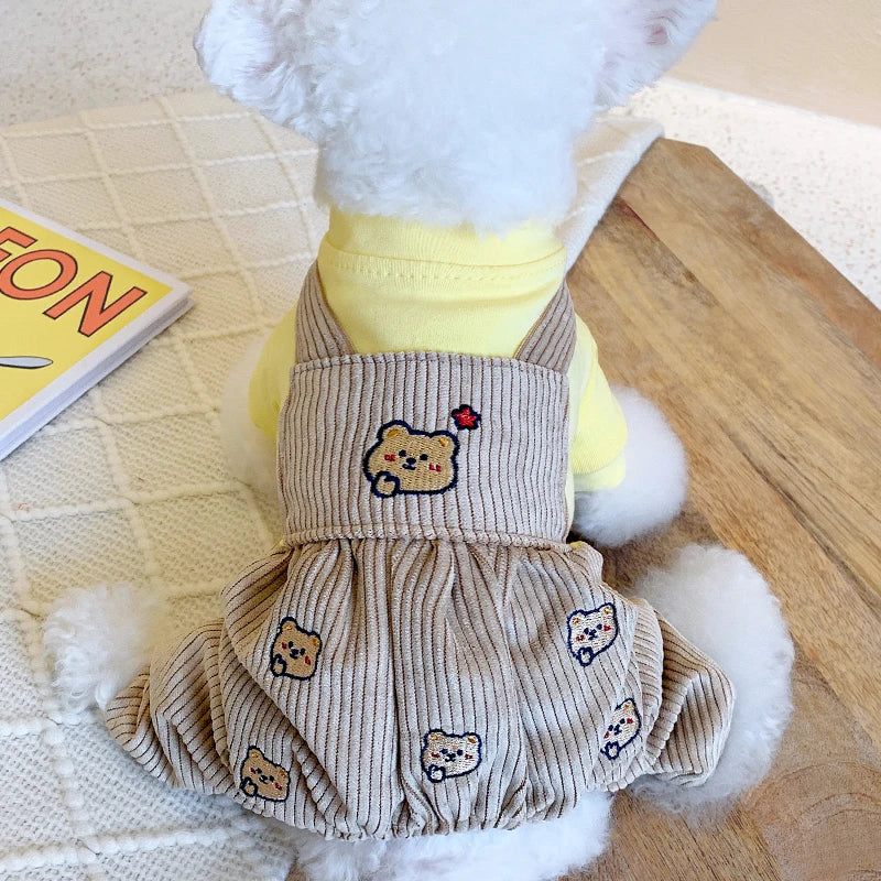 Shy Bear Overall For Dogs Autumn Winter Pet Jacket Jumpsuit With Bloomers Pants Puppy Small Animal Chihuahua Toy Terrier Clothes