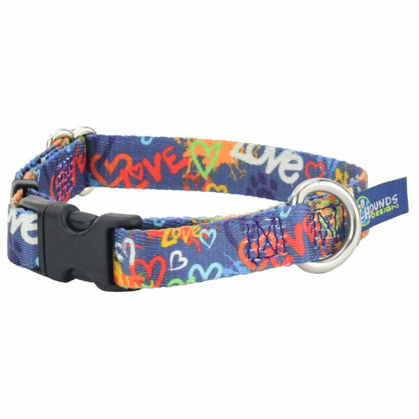 Love Graffiti Blue Dog Collar – EarthStyle