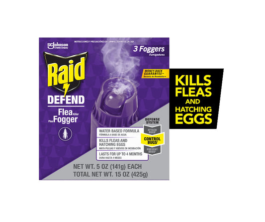 Raid Flea Killer Plus Fogger, Room Treatment Flea Bomb Kills up to 4 Months 15 oz, 3 Piece