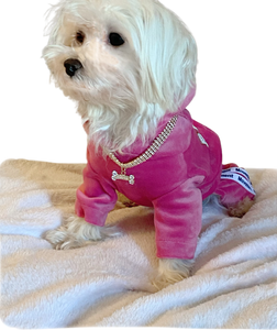 Pink Velvet Dog Jumpsuit