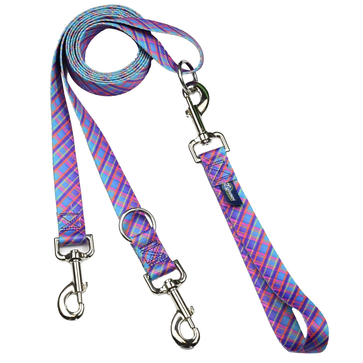 Twilight Glow Blue Plaid Double Connection Dog Leash – EarthStyle