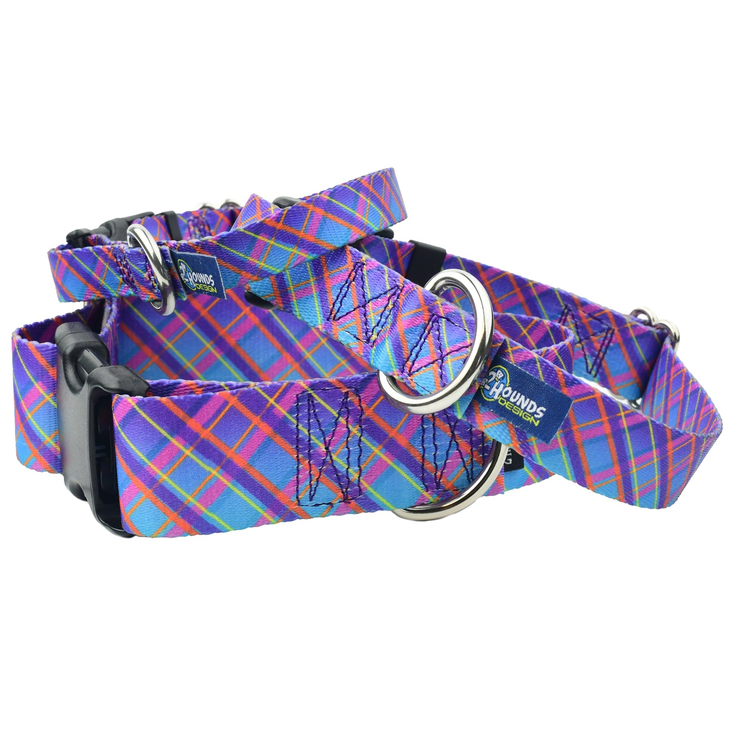 Twilight Glow Blue Plaid Buckle Martingale Dog Collar – EarthStyle