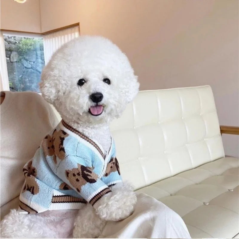 Luxury Dog Clothes Chihuahua Pet Striped Cardigan Sweater Bichon Frise Puppy Kitten Dog Warm Coat Cat Dog Accessories Pet Outfit