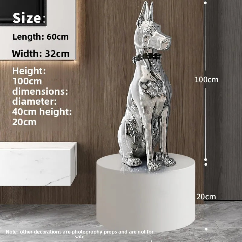 Electroplated dog ornament light luxury high-end large floor sculpture modern, decorative living room home accessories