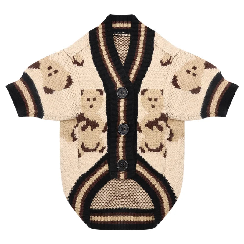 Luxury Dog Sweater Pet Cardigan Striped Knitted Dog Coat Chihuahua Warm Clothes Winter Jackets for Dog Bichon Dog Accessories