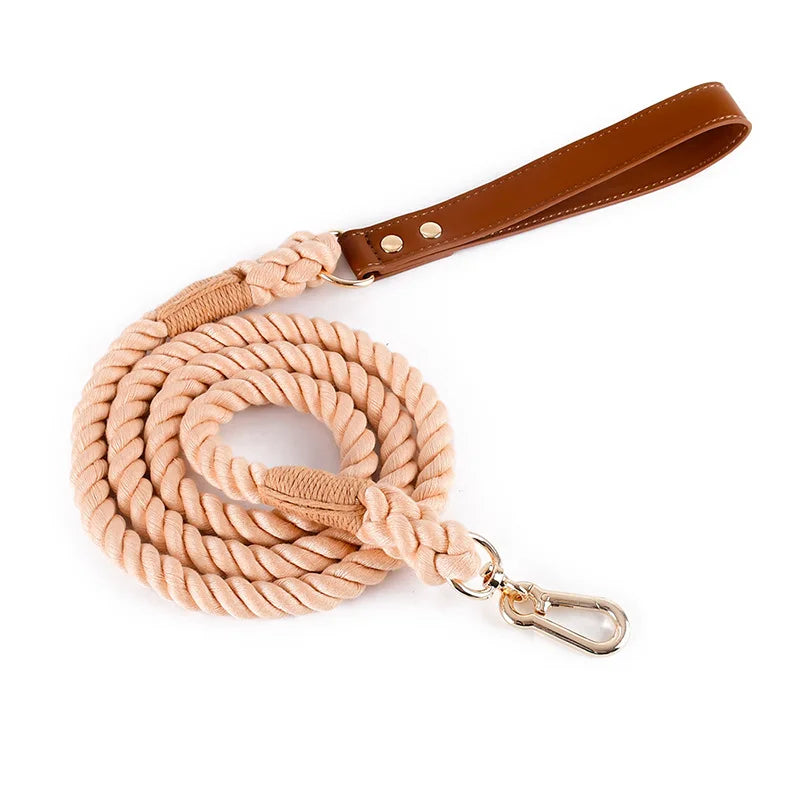 Fashion Luxury Hand Knit Cotton Dog Collar Leash Set Strong Puppy Alloy Buckle Leash and Pet Collar Set Pet Accessories
