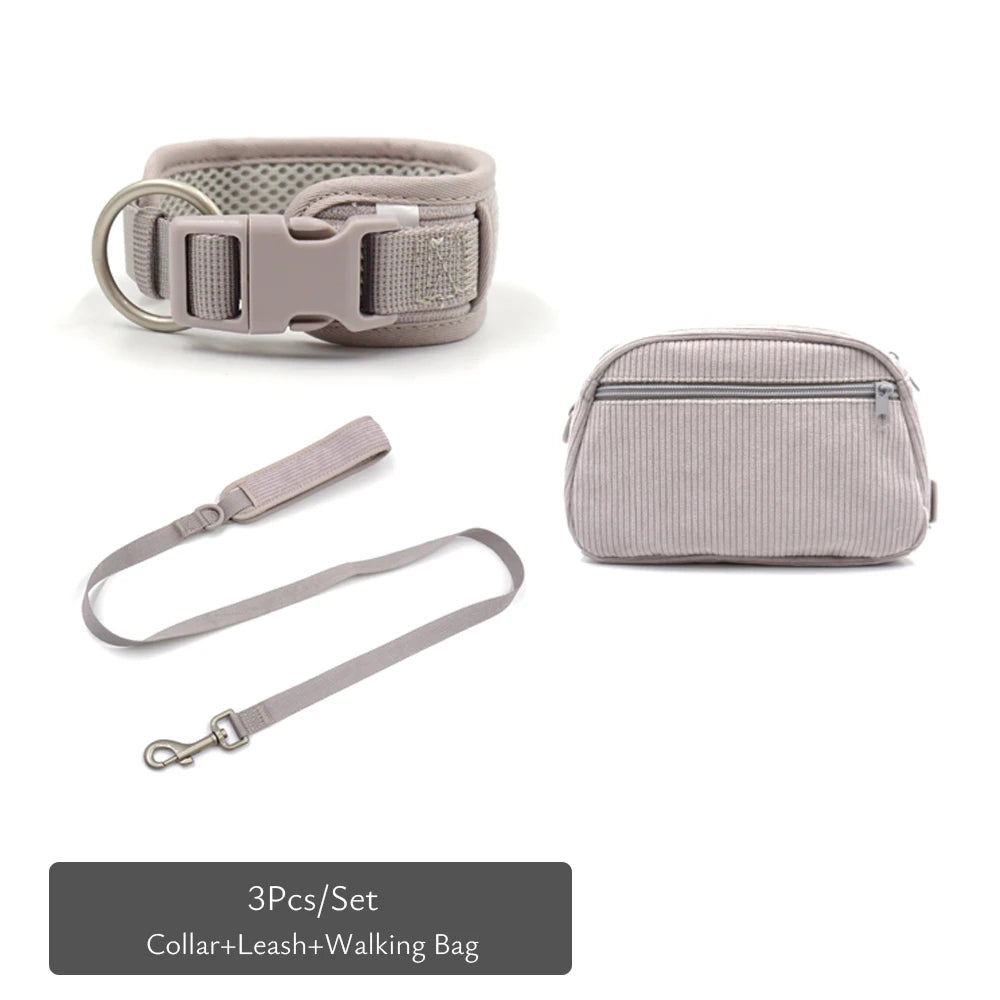 Personalized Dog Harness Luxury Designer Harness and Lead Set with Collar Engraved Name Poop Bag Holder Walking Bag Pet Gift Set