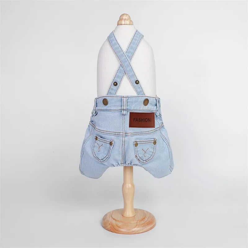 Pet Dog Denim Overalls Spring and Autumn Jumpsuit Overalls Pet Clothes Dog Pants Teddy Puppy Clothes for Small Dogs
