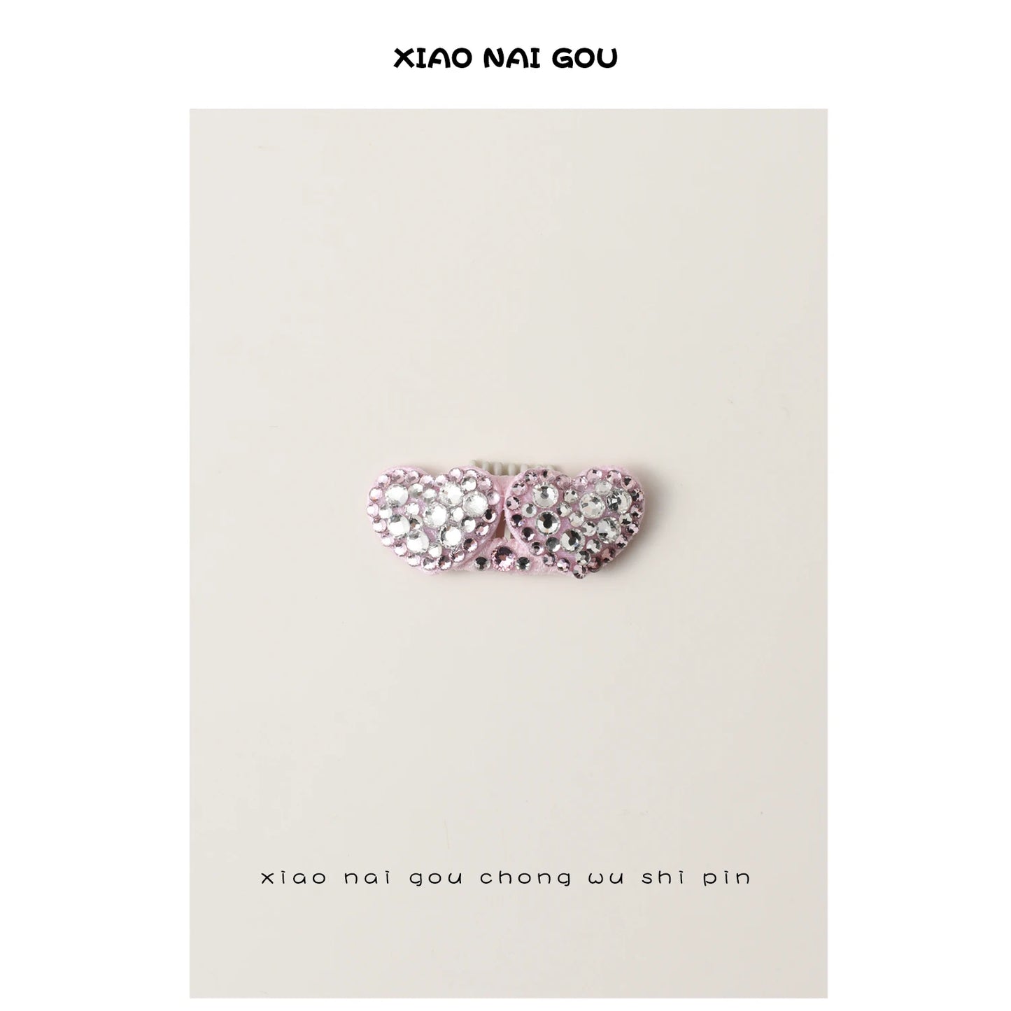 Luxury Pink Series Pet Dog Head-wear Supplies Fine Handmade Crystal Heart Bow Hairpins For Puppy Dogs Cute Hair Clips Jewelry