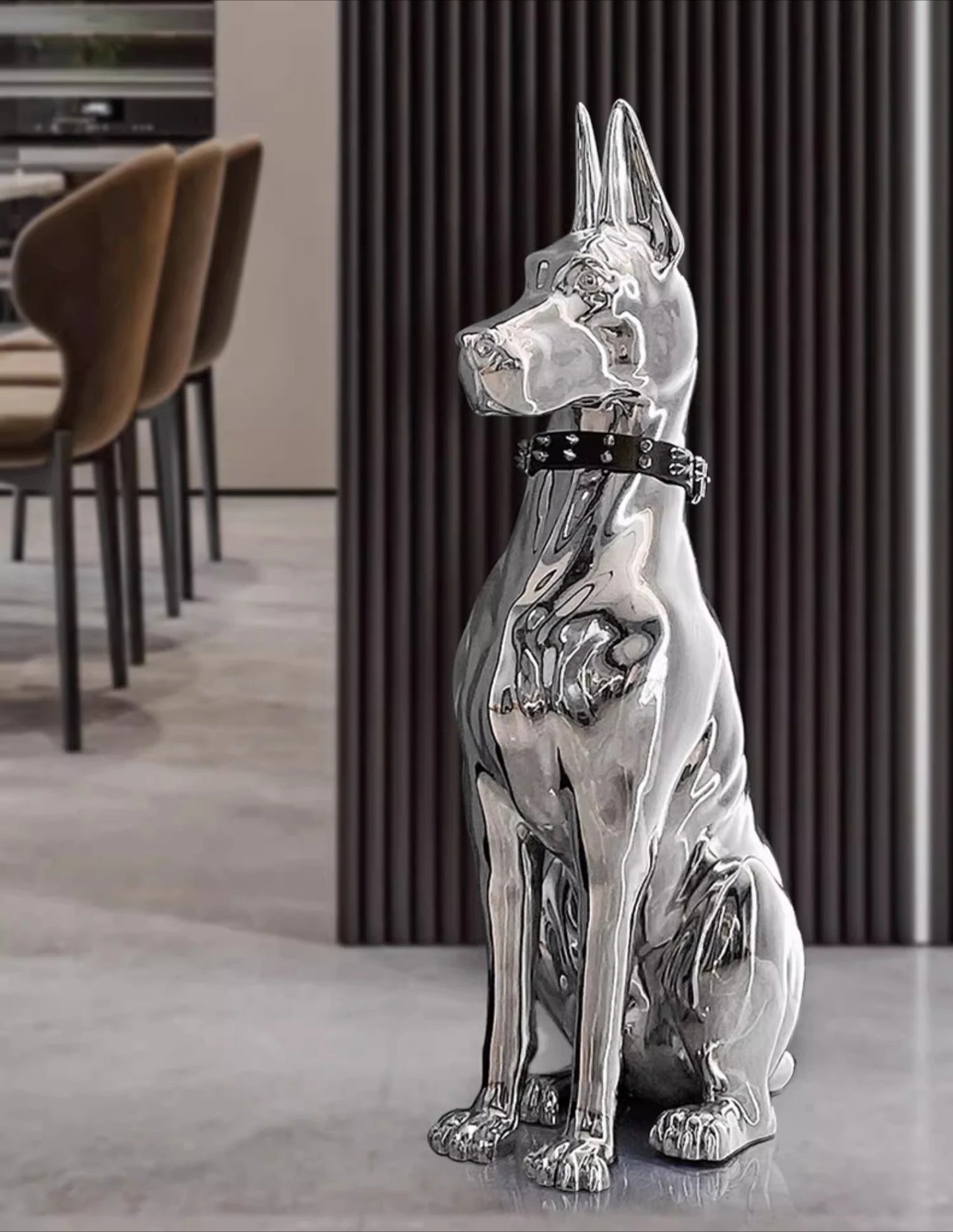Electroplated dog ornament light luxury high-end large floor sculpture modern, decorative living room home accessories