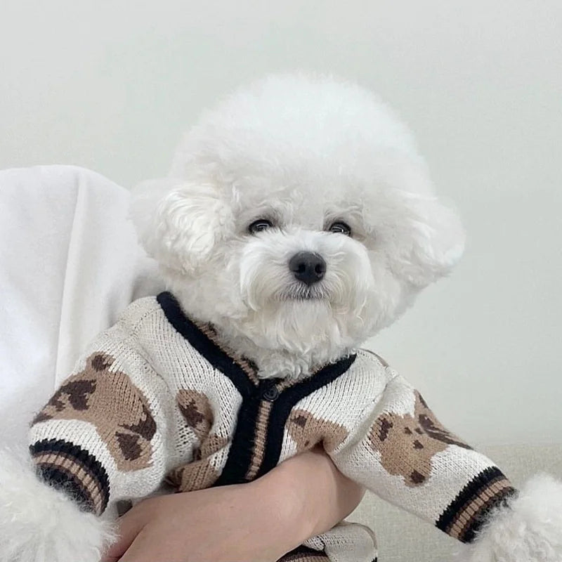 Luxury Dog Clothes Chihuahua Pet Striped Cardigan Sweater Bichon Frise Puppy Kitten Dog Warm Coat Cat Dog Accessories Pet Outfit