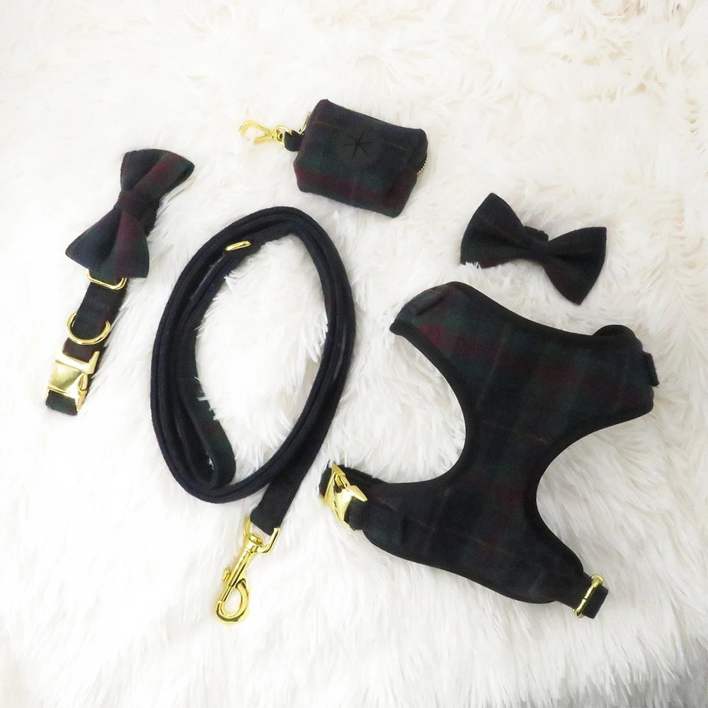 Hot Selling Premium Corduroy Fabric Dog Harness Set,Luxury Comfortable Corduroy Pet Harness Vest for Dogs