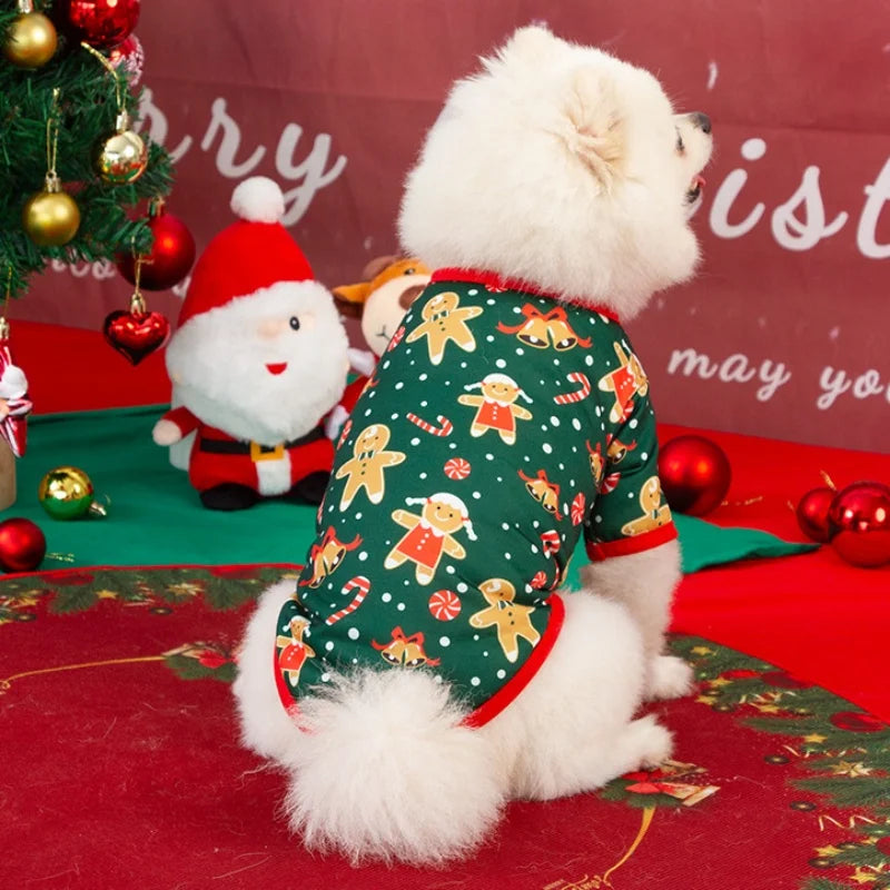 Christmas Dog Clothes Deer Snowman Print Dog Shirt Cute Soft Puppy Pullovers Luxury Cat Shirt Pet Costumes Chihuahua Dog Clothes