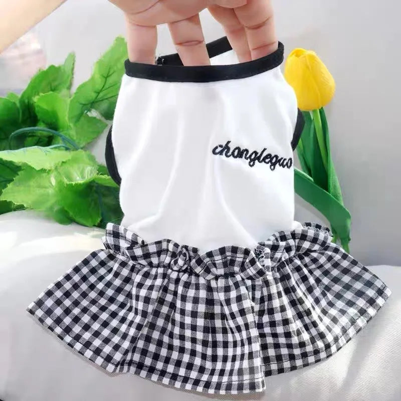 Bow Dog Princess Dress Dog Clothes Summer Black White Luxury Striped Skirt Dog Vest Chihuahua Bichon Yorkie Clothing for Dogs