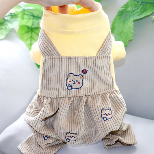 Shy Bear Overall For Dogs Autumn Winter Pet Jacket Jumpsuit With Bloomers Pants Puppy Small Animal Chihuahua Toy Terrier Clothes