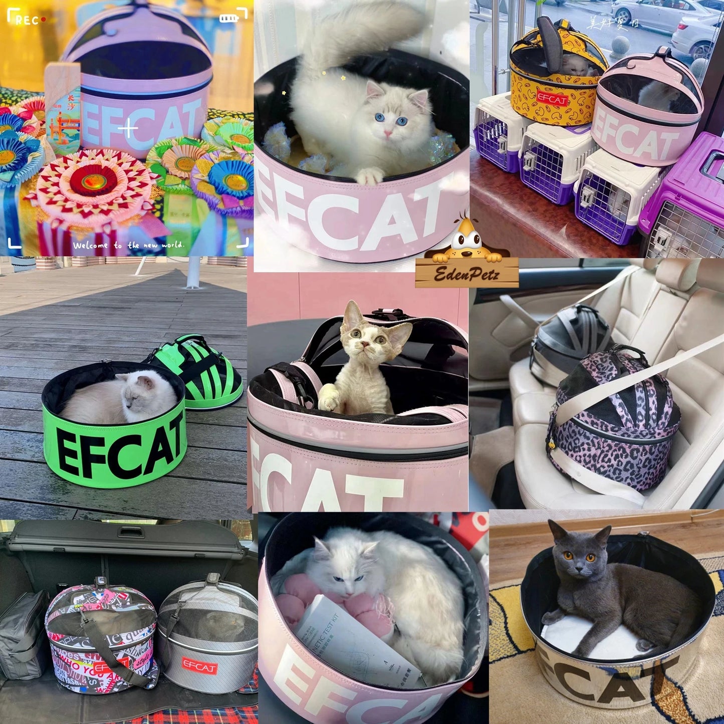 EFCAT Luxury Pet  Bed Round Space Bag,Puppy Kitten Basket,Outdoor Fashion Cat Dog Car Seat Bag