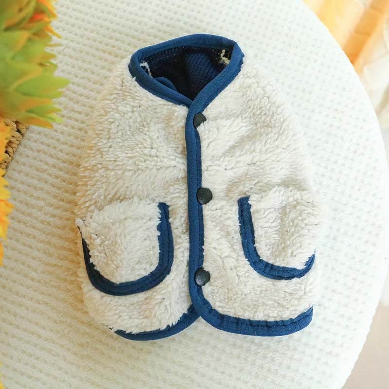 Puppy Winter Clothes Thin Fleece Dog Coat Cardigan Warm Dog Vest Chihuahua Jacket Bichon Costume Plush Coats Luxury Dog Clothing