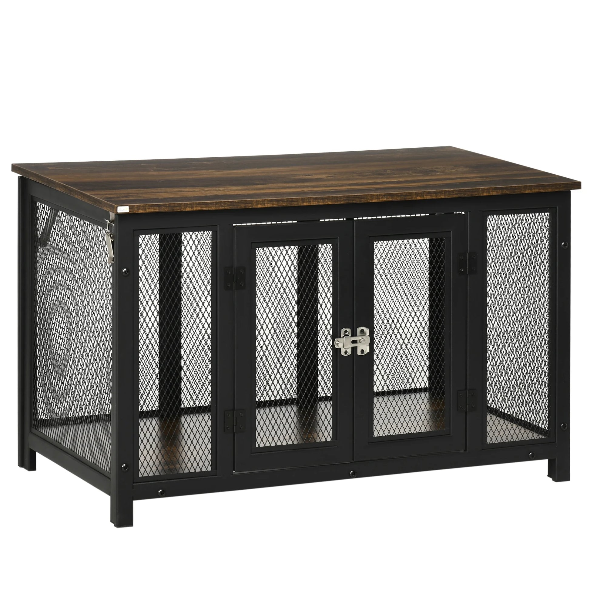 Furniture Style Dog Crate with Openable Top, Big Dog Crate End Table, Puppy Crate for Small Dogs, Spacious Interior, Pet Kennel, Brown, Black