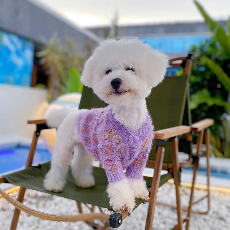 Winter Fleece Pet Dog Clothes Warm For Small Dogs Luxurious Dog Sweater Sweet Love Button Dog Coats Yorkshire Terrier Clothing