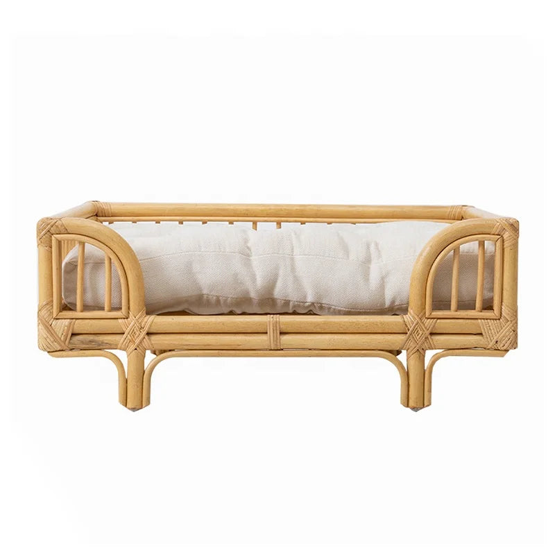 New Design Other Pet Beds and Accessories Rattan Dog Sofa Bed Natural Handmade Luxury Furniture for Pets