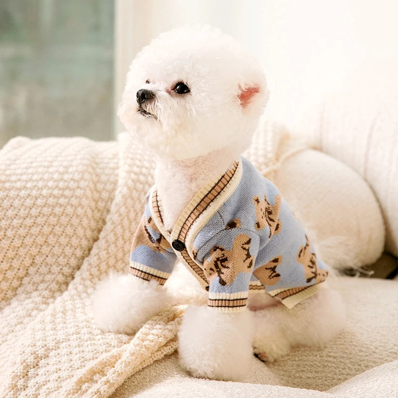 Dog Clothes Winter Chihuahua Pet Striped Dog Cardigan Sweater Bichon Pug Kitten Puppy Dog Warm Coat Cat Dog Supplies Pet Outfit