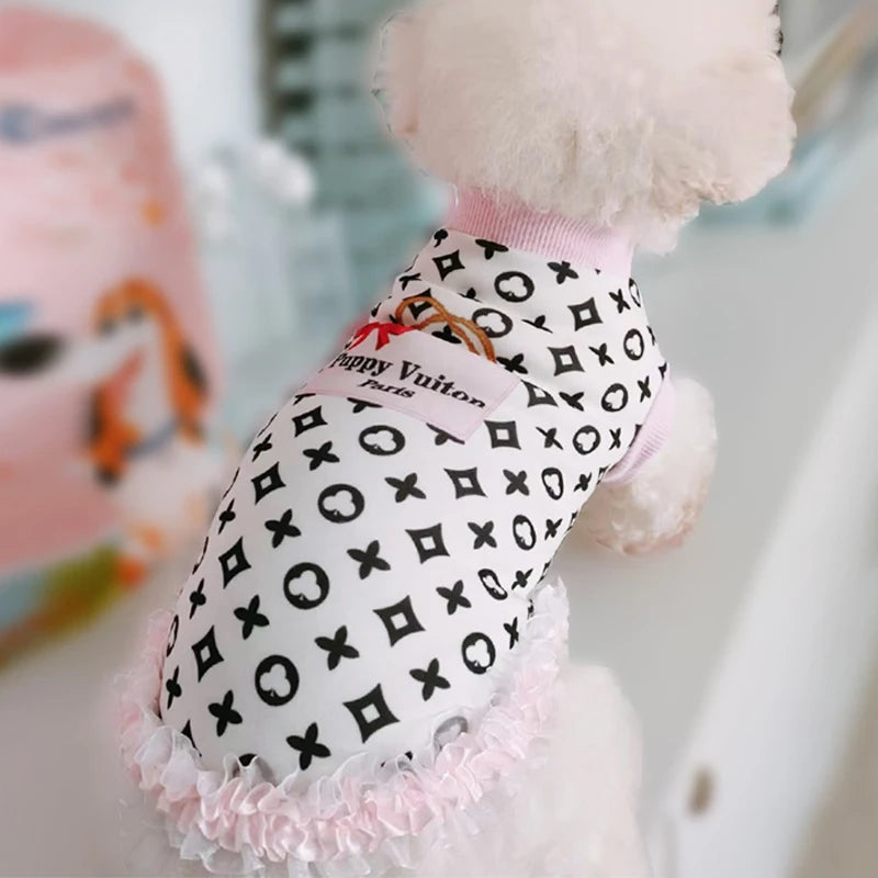 Spring Summer Luxury Dogs Clothes Lace Dresses Cute Sweet Princess Dresses Chihuahua Collar Dogs Puppy And Medium Dog Clothing