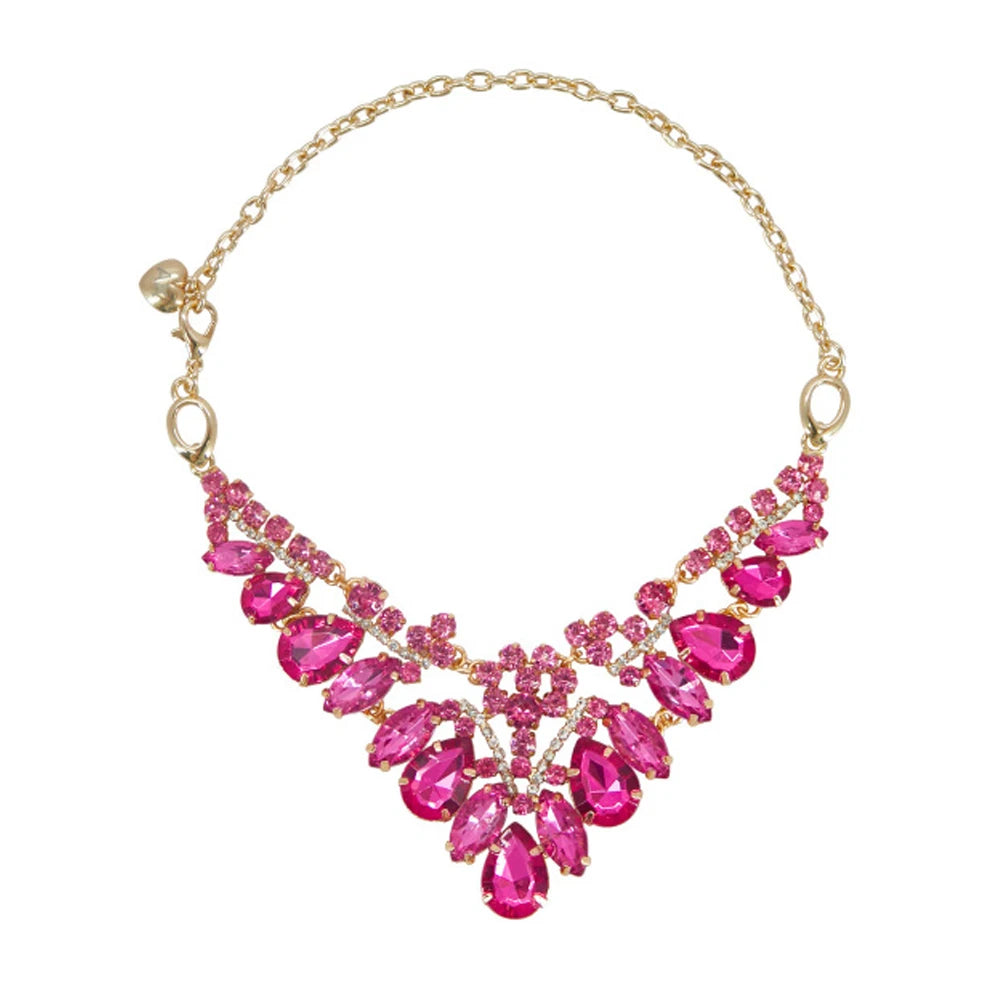 Luxury Pet Collar Adjustable Chain Big Rhinestone Dog Collar for Small Dogs Fashion Diamond Cat Necklace Female Pet Accessories